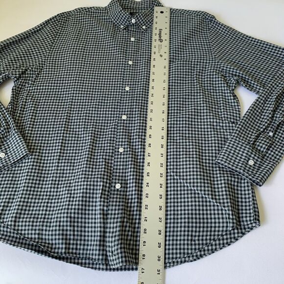 J Crew Shirt Men XL Teal Gray Gingham Check Cotton Button Up Preppy Career Norm - Picture 7 of 9